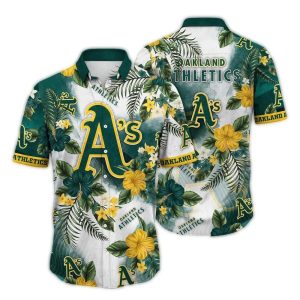 Oakland Athletics Tropical Hawaiian Shirt With Floral Design For Summer