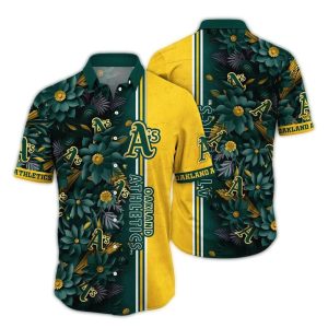 Oakland Athletics Floral Stripe Hawaiian Shirt For Men And Women