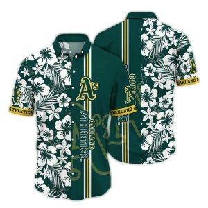 Oakland Athletics Floral Stripe Hawaiian Shirt For Men And Women