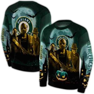 Oakland Athletics Friends Horror Halloween Vibes All Over Print Sweatshirt