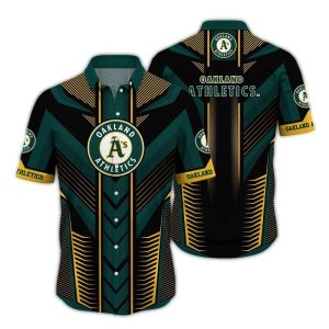 Oakland Athletics Geometric Chevron Hawaiian Shirt For Men And Women
