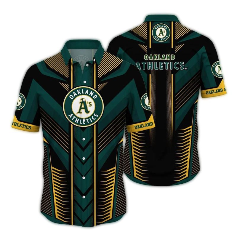 Oakland Athletics Geometric Chevron Hawaiian Shirt 1