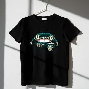 Oakland Athletics Glitter Lips Women'S T-Shirt - Stylish Fan Apparel