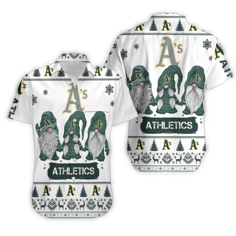 Oakland Athletics Gnomes Christmas Hawaiian Shirt 1