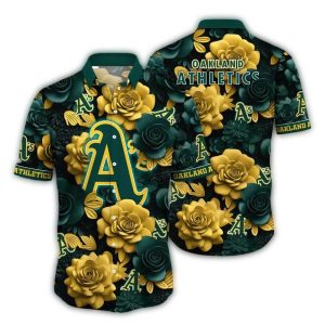 Oakland Athletics Golden Rose Hawaiian Shirt For Men - Tropical Style