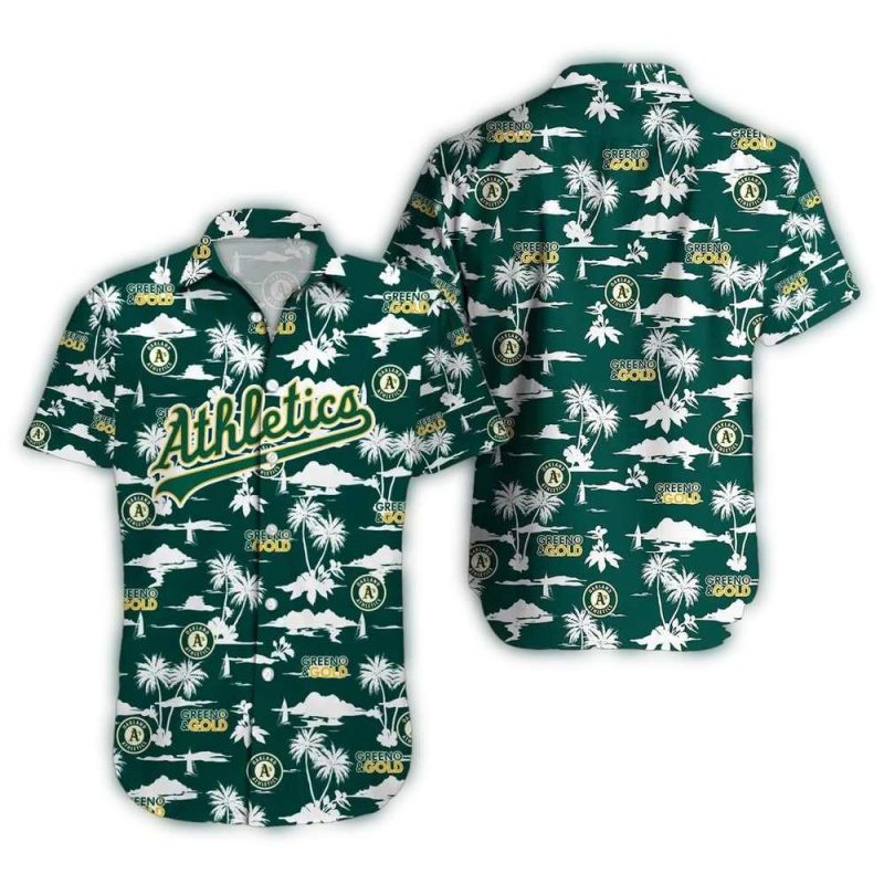 Oakland Athletics Green and Gold Island Hawaiian Shirt 1