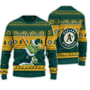 Oakland Athletics Grinch Stolen Christmas Ugly Holiday Sweater