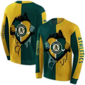 Oakland Athletics Heartbeat Graphic All Over Print Sweatshirt