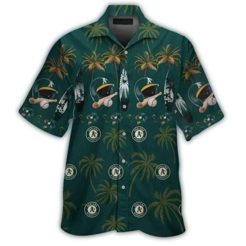 Oakland Athletics Helmet Ball Tropical Hawaiian Shirt 1