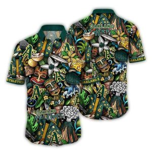 Oakland Athletics Tiki Hawaiian Shirt For Men - Tropical Baseball Style