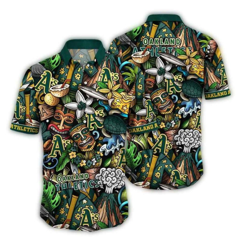 Oakland Athletics Island Tiki Hawaiian Shirt 1