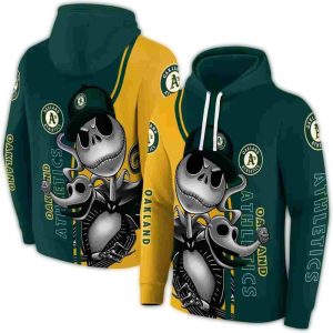 Oakland Athletics Jack Skellington All-Over Print Hoodie For Fans