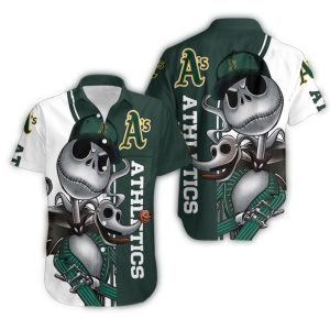 Oakland Athletics Jack Skellington & Zero Hawaiian Shirt For Fans