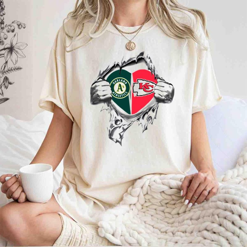 Oakland Athletics Kansas City Chiefs Heart T Shirt t shirt 1 1