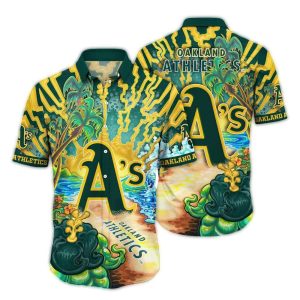 Oakland Athletics Hawaiian Shirt With Vibrant Landscape Art Design