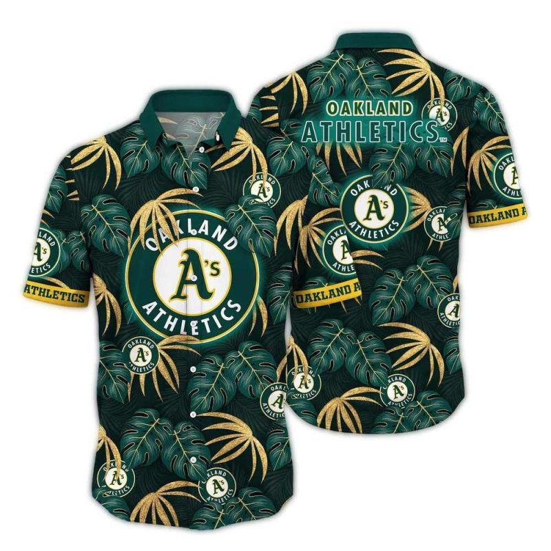 Oakland Athletics Leafs Pattern Hawaiian Shirt 1