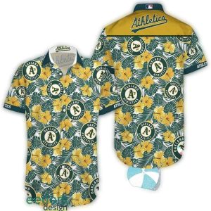 Oakland Athletics Floral Pattern Hawaiian Shirt With Multi Logo Design