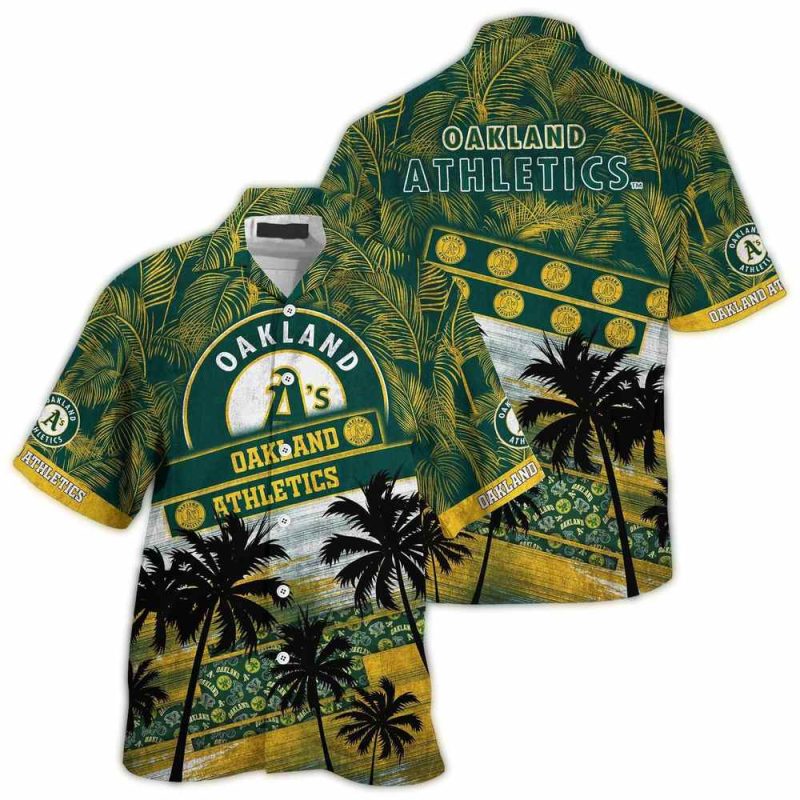 Oakland Athletics Palm Tree Pattern Hawaiian Shirt 1