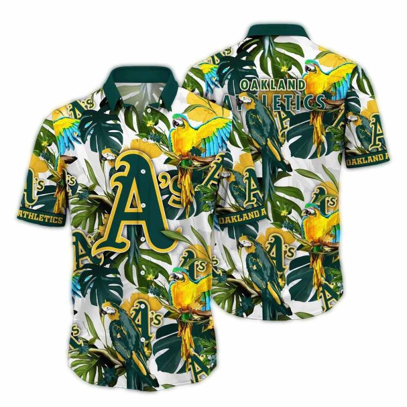 Oakland Athletics Parrot Floral Leafs Pattern Hawaiian Shirt 1