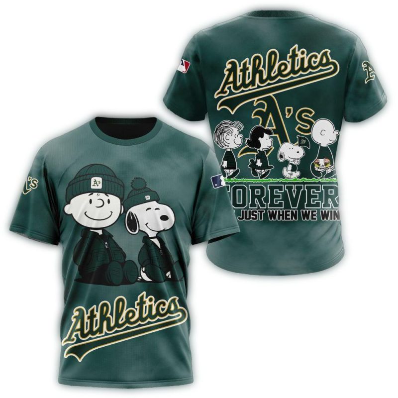 Oakland Athletics Peanuts and Snoopy AOP T Shirt 1