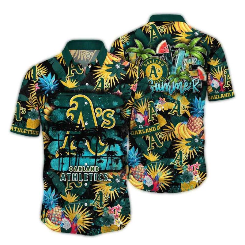 Oakland Athletics Pineapple Floral Beach Pattern Hawaiian Shirt 1