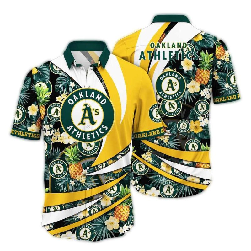 Oakland Athletics Pineapple and Floral Flower Tropical Hawaiian Shirt 1