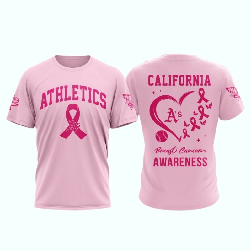 Oakland Athletics Pink Breast Cancer Awareness AOP T Shirt 1