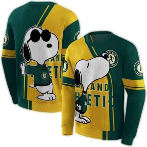 Oakland Athletics Playful Snoopy All Over Print Sweatshirt