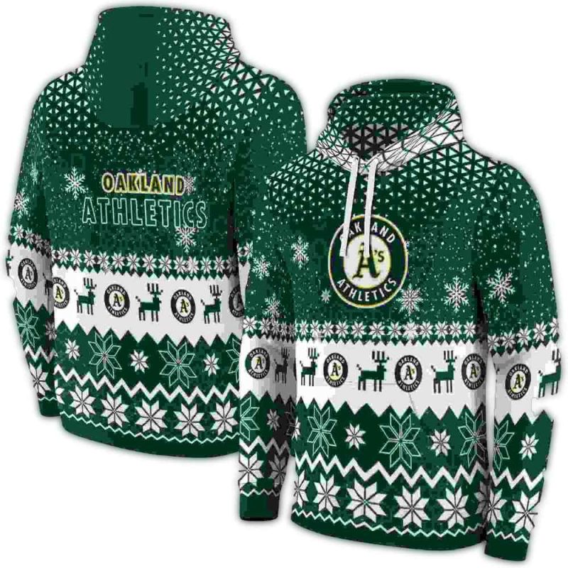 Oakland Athletics Reindeer Motif AOP Hoodie 1