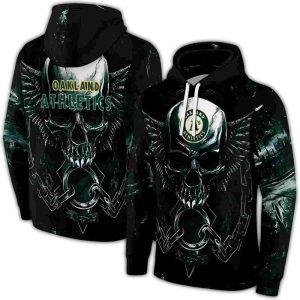 Oakland Athletics Skull Art All-Over Print Hoodie For Fans