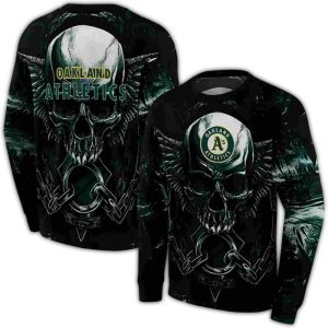 Oakland Athletics Skull Artwork All Over Print Sweatshirt