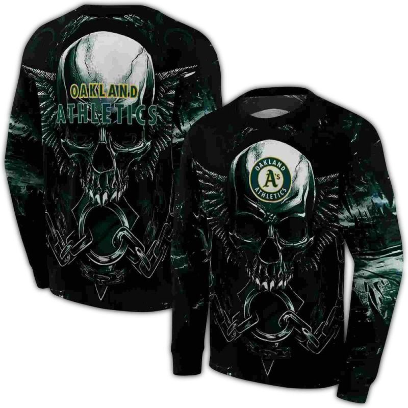 Oakland Athletics Skull Artwork AOP Sweatshirt 1