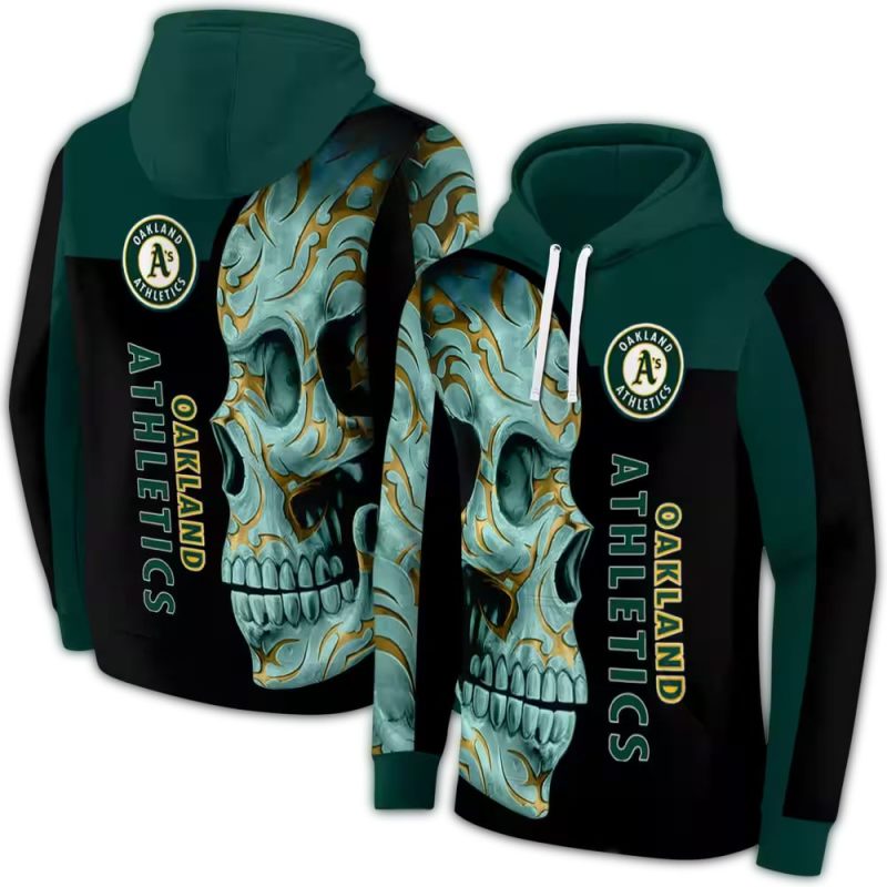 Oakland Athletics Skull Motif AOP Hoodie 1