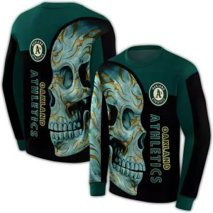 Oakland Athletics Skull Motif All Over Print Sweatshirt