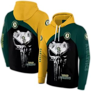 Oakland Athletics Skull Punisher Graphic Hoodie For Fans