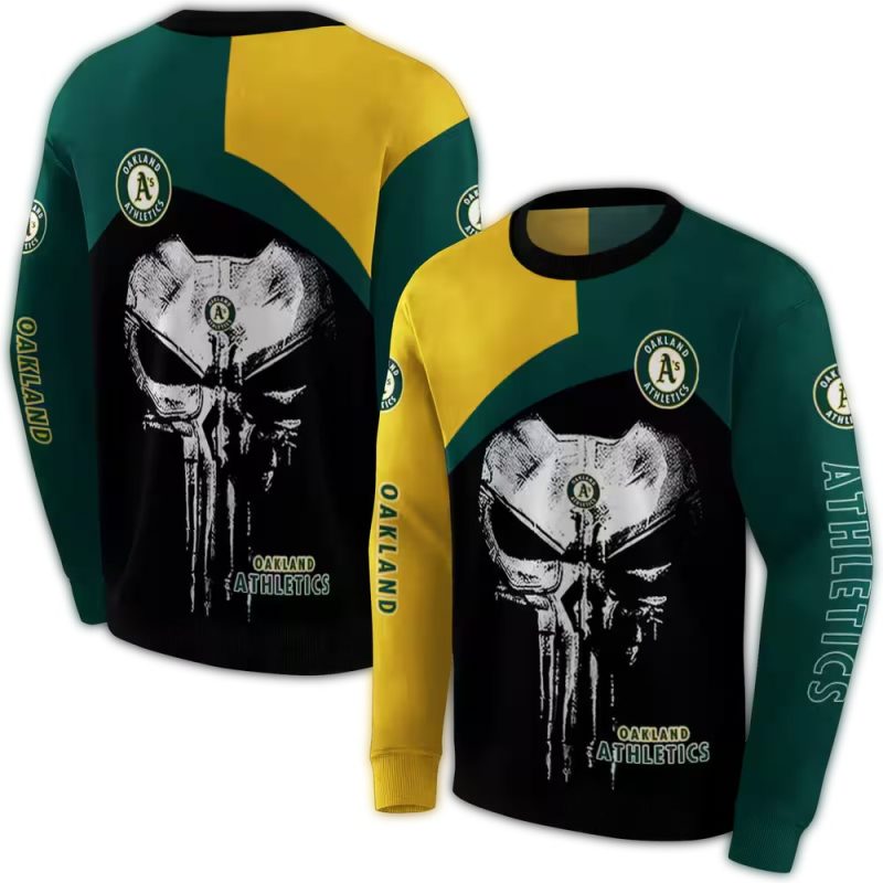 Oakland Athletics Skull Punisher AOP Sweatshirt 1