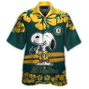 Oakland Athletics Snoopy Surf Tropical Hawaiian Shirt For Men