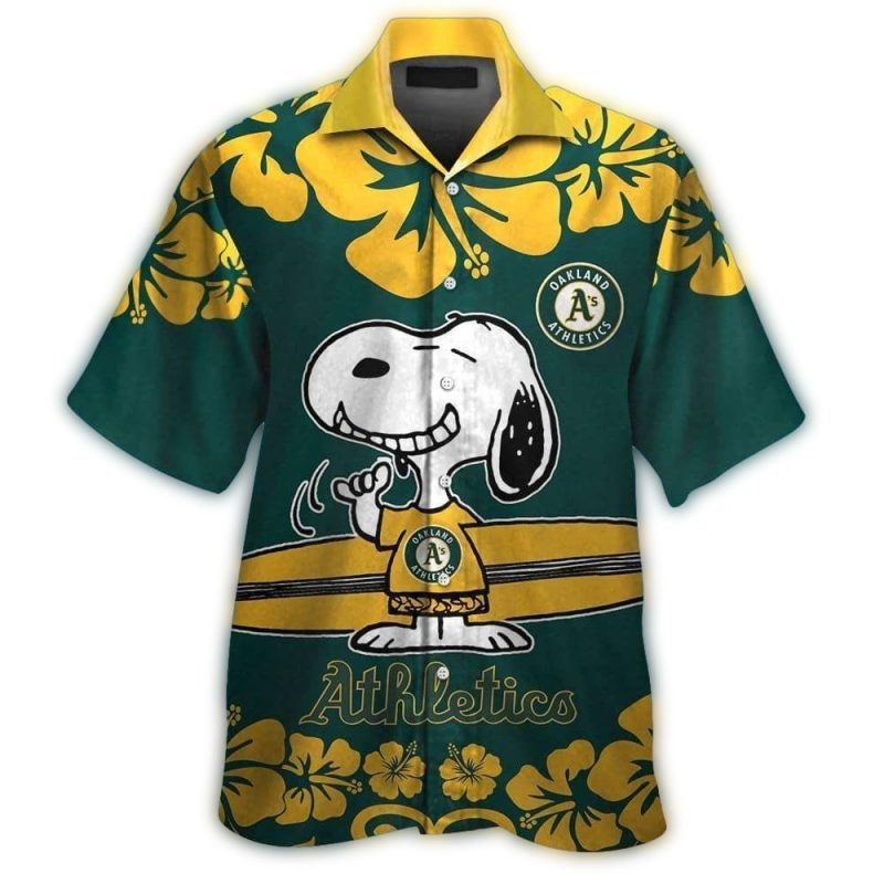 Oakland Athletics Snoopy Surf Flower Tropical Hawaiian Shirt 1