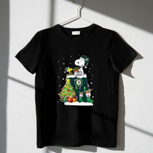 Oakland Athletics Christmas T-Shirt Featuring Snoopy And Woodstock