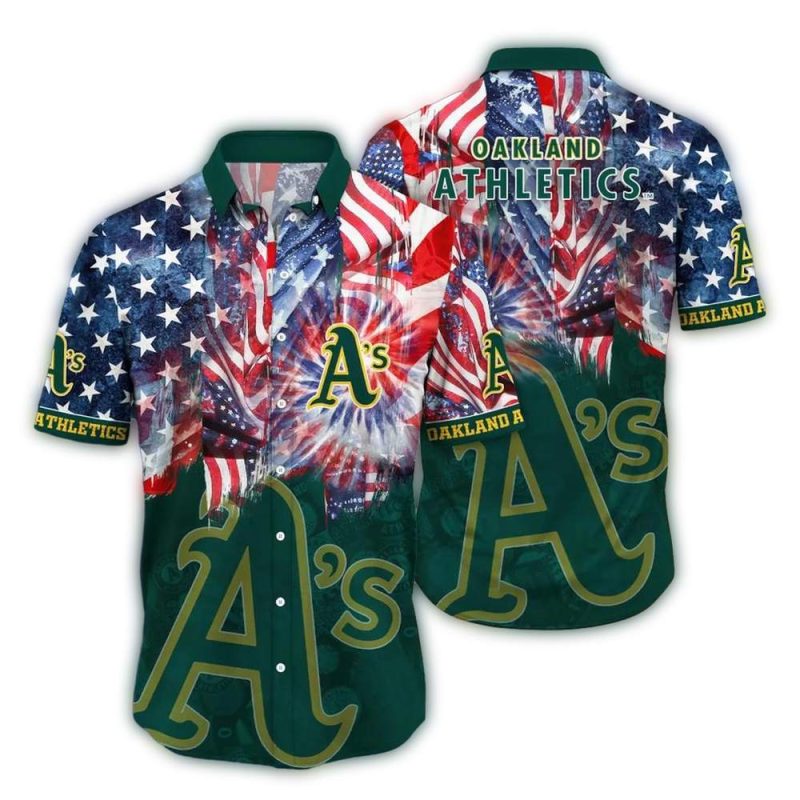 Oakland Athletics Stars and Stripes Hawaiian Shirt 1