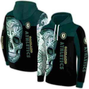 Oakland Athletics Sugar Skull All-Over Print Hoodie For Fans