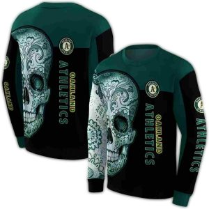 Oakland Athletics Sugar Skull All Over Print Sweatshirt