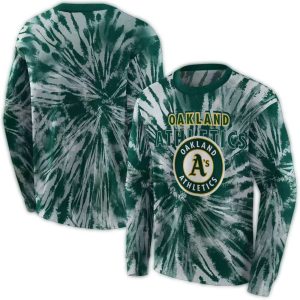 Oakland Athletics Tie Dye Pattern All Over Print Sweatshirt