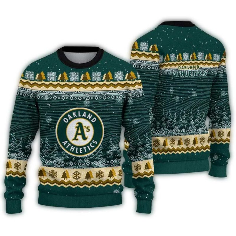 Oakland Athletics Tree Pattern Ugly Sweater 1