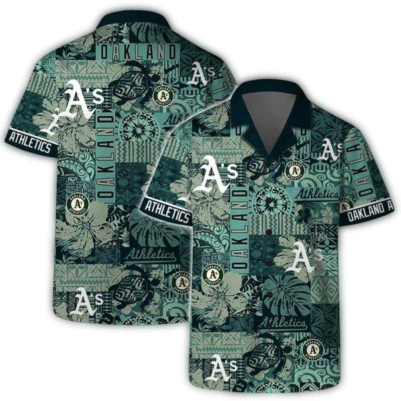 Oakland Athletics Tribal Patchwork Hawaiian Shirt 1