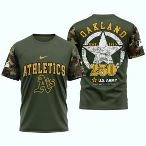 Oakland Athletics Us Army 250Th Birthday All Over Print T Shirt