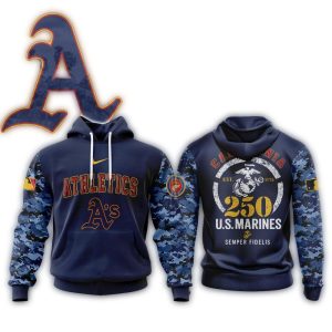 Oakland Athletics Usmc 250Th Birthday All-Over Print Hoodie For Fans