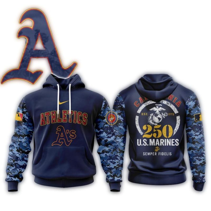 Oakland Athletics USMC 250th Birthday AOP Hoodie 1