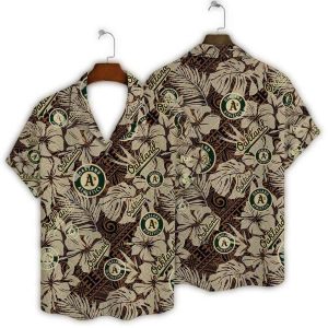 Vintage Oakland Athletics Hawaiian Shirt With Palm Leaf Design