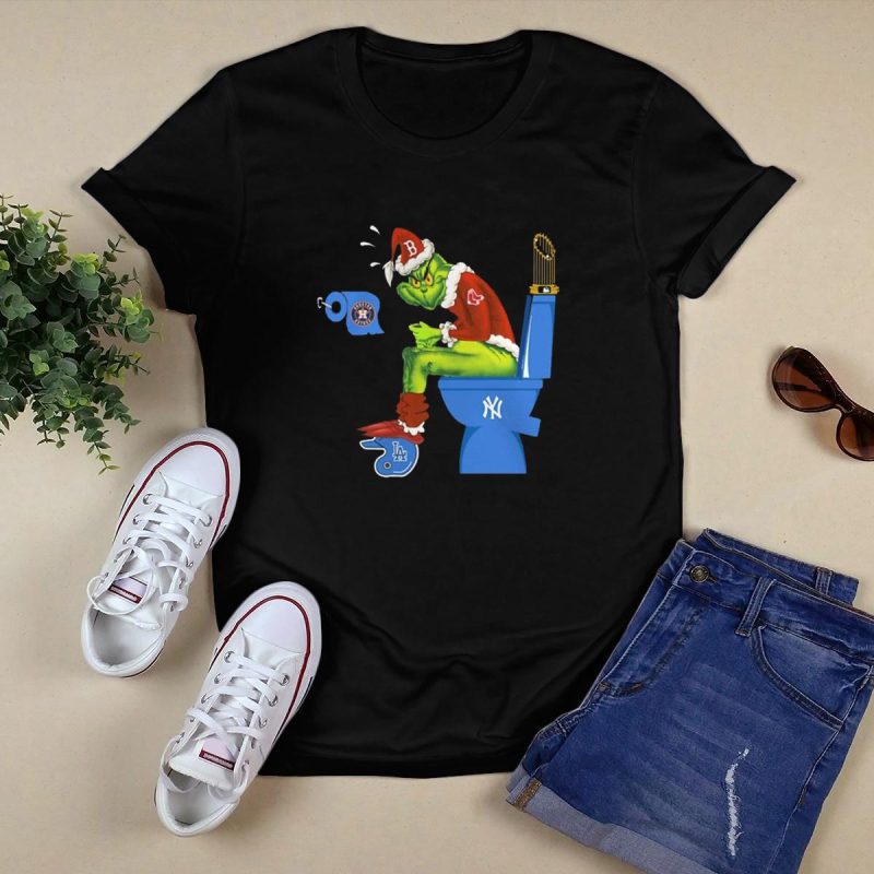 Boston Red Sox Grinch Santa Toilet T-Shirt - Fun Holiday Apparel - Image 5